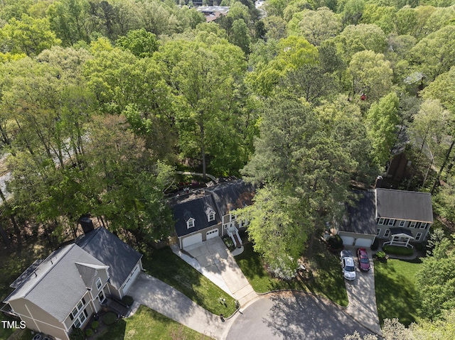 aerial view with a forest view