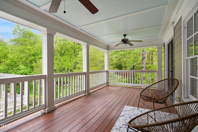 3332 Cheswick Dr, Raleigh, NC 27609 - deck featuring a ceiling fan