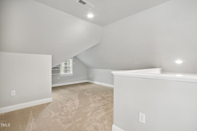 3332 Cheswick Dr, Raleigh, NC 27609 - additional living space featuring baseboards, vaulted ceiling, recessed lighting, carpet flooring, and visible vents