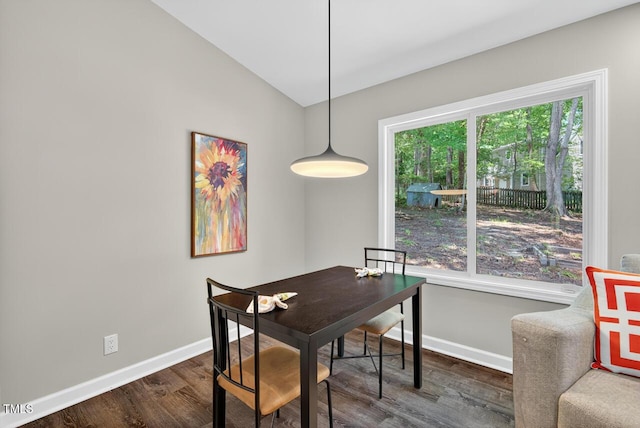 1500 Valley, Durham, NC 27707 - dining room featuring wood finished floors and lofted ceiling