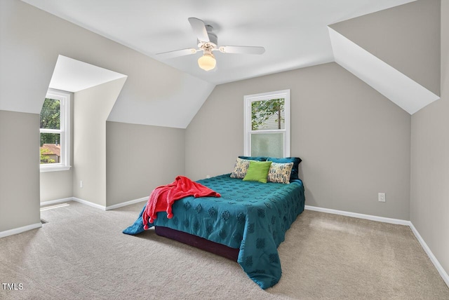 1500 Valley, Durham, NC 27707 - bedroom featuring carpet flooring, vaulted ceiling, and a ceiling fan