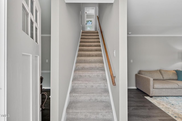 1500 Valley, Durham, NC 27707 - stairs with wood finished floors and crown molding