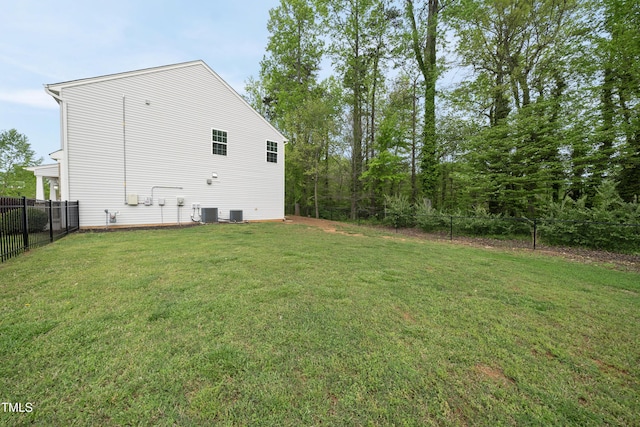 view of yard featuring a fenced backyard