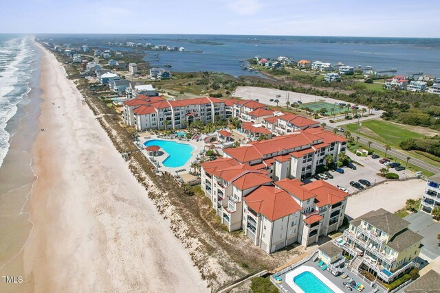 790 New River Inlet Rd Unit 113B, North Topsail Beach, NC 28460 - aerial view featuring a beach view and a water view