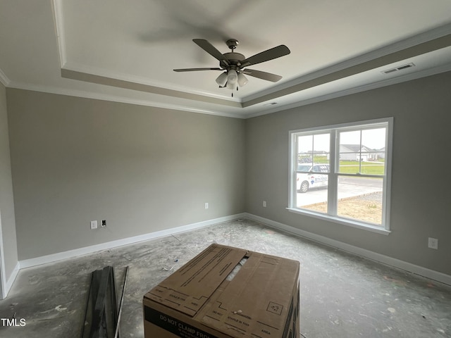 101 Waterstone Ct, Fremont, NC 27830 - unfurnished room featuring a raised ceiling, crown molding, and ceiling fan