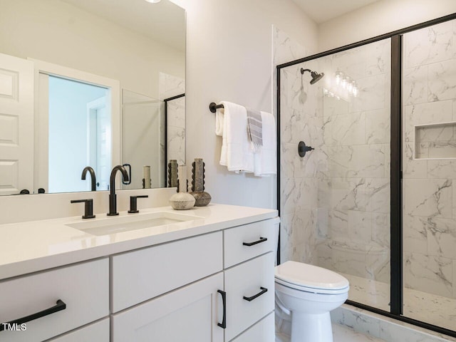 921 Lily Claire Ln, Fuquay Varina, NC 27526 - full bathroom with vanity, a stall shower, and marble look tiles