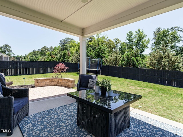 view of patio featuring a trampoline