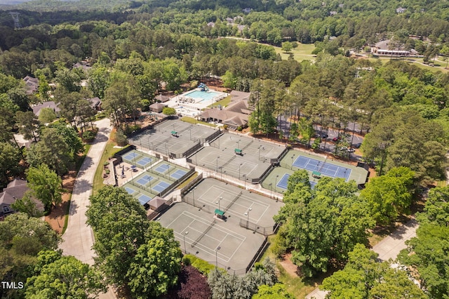 aerial view featuring a view of trees