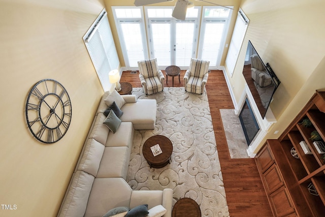 living area featuring wood finished floors