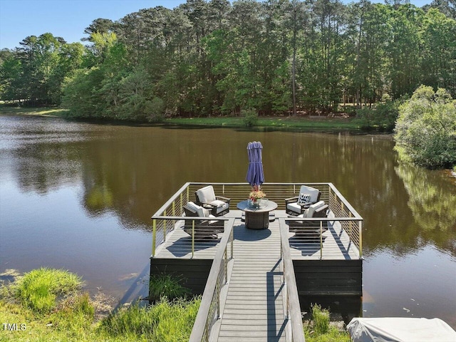 view of dock featuring a water view