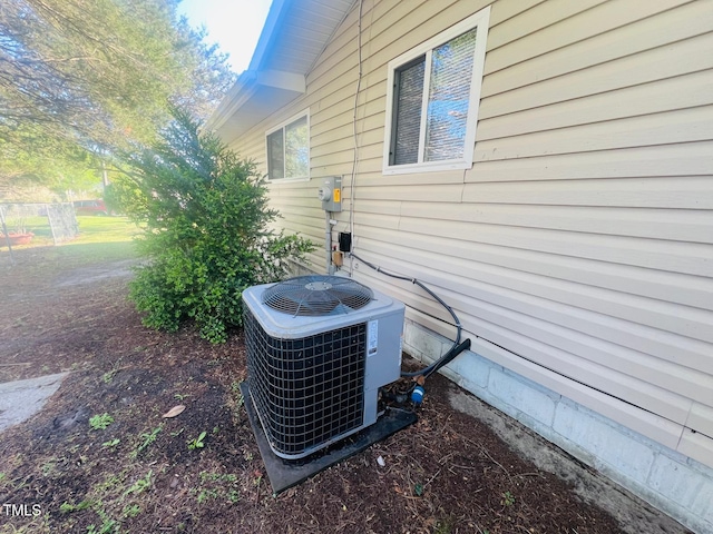 details with electric meter and central air condition unit