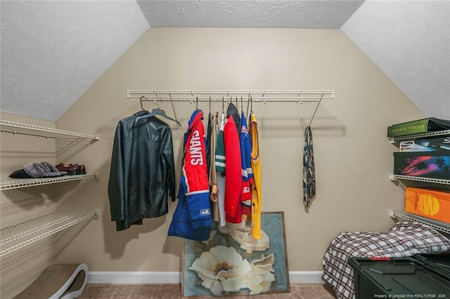 1114 Legend Creek Dr, Hope Mills, NC 28348 - walk in closet with carpet flooring and vaulted ceiling