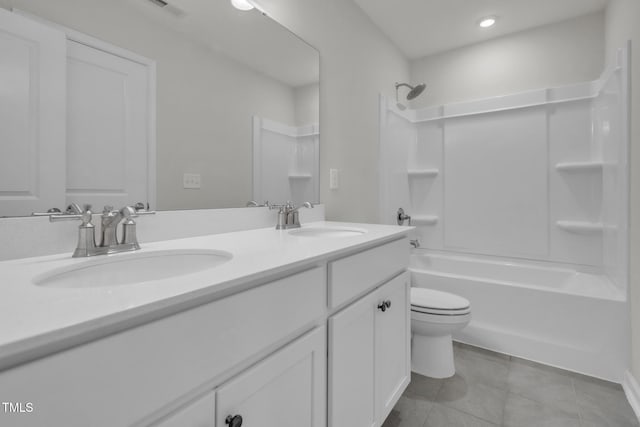 1412 Smoky Mountains St, Durham, NC 27713 - full bath featuring a sink, tile patterned floors, toilet, and double vanity