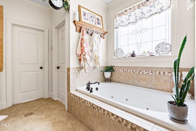 215 Terrell Dr, Rolesville, NC 27571 - full bathroom featuring a tub with jets and ornamental molding