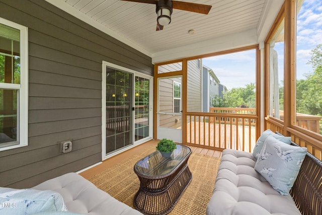 3700 Horton Hill Dr, New Hill, NC 27562 - sunroom featuring ceiling fan and outdoor lounge area