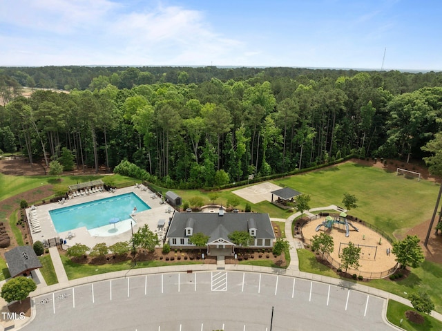 3700 Horton Hill Dr, New Hill, NC 27562 - aerial view of a forest and a pool