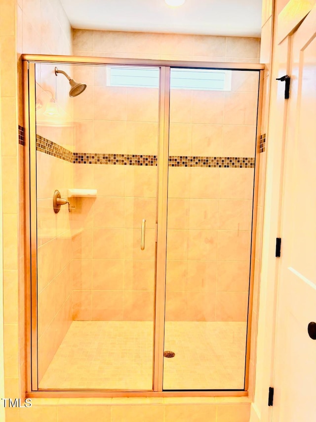 bathroom featuring a shower stall
