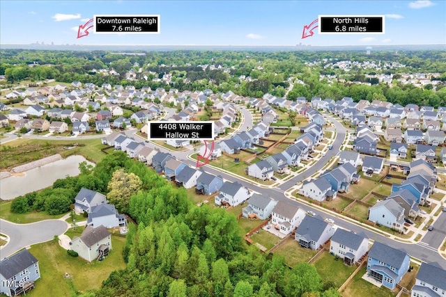 drone / aerial view featuring a residential view