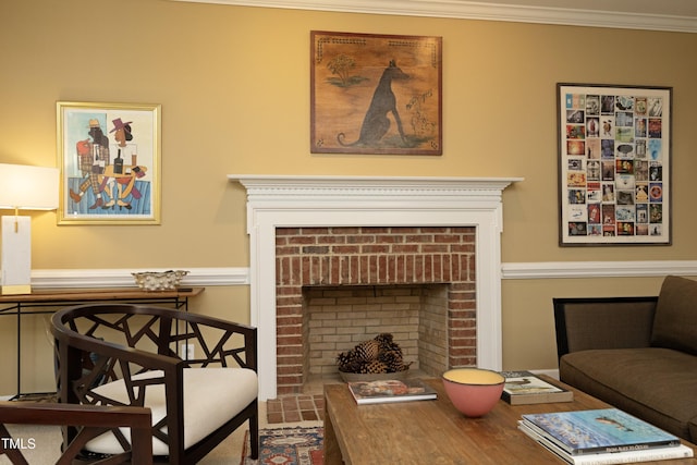 221 Ironwoods Dr, Chapel Hill, NC 27516 - living area with a fireplace and crown molding