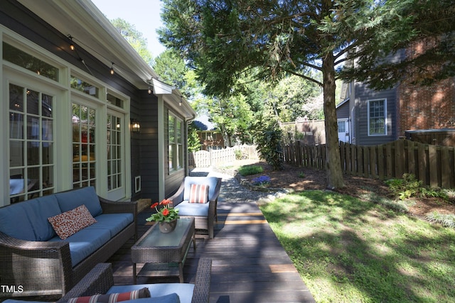 221 Ironwoods Dr, Chapel Hill, NC 27516 - view of patio with a wooden deck, outdoor lounge area, and fence