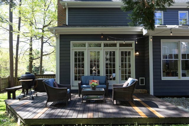 221 Ironwoods Dr, Chapel Hill, NC 27516 - deck with french doors and an outdoor hangout area