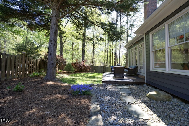 221 Ironwoods Dr, Chapel Hill, NC 27516 - view of yard featuring a fenced backyard and a deck