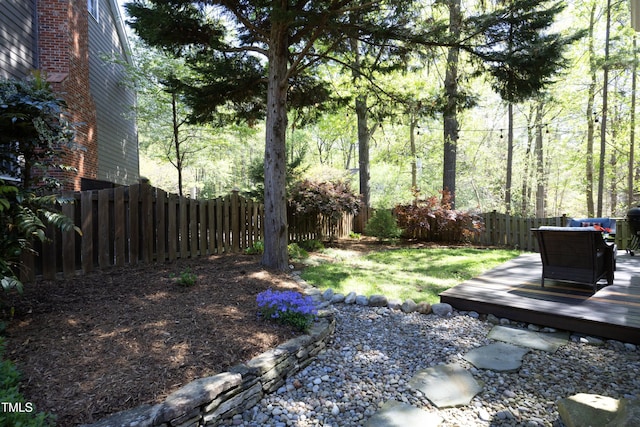 221 Ironwoods Dr, Chapel Hill, NC 27516 - view of yard featuring a fenced backyard and a deck