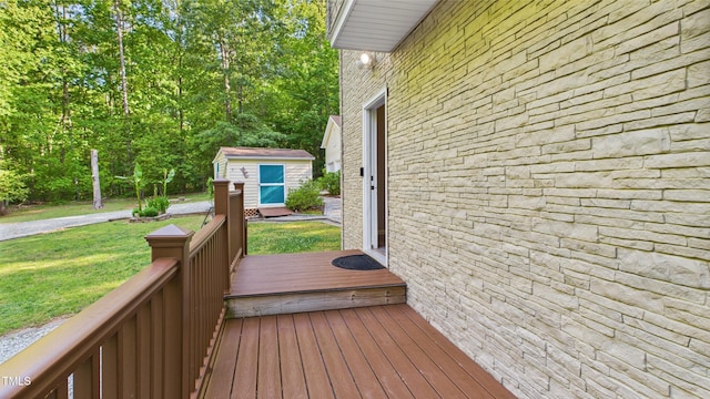 196 Tara Ln, Timberlake, NC 27583 - wooden terrace with a yard, an outbuilding, and a storage unit