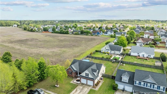 birds eye view of property with a residential view