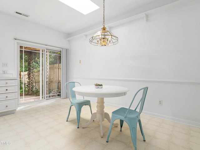 dining space with light flooring