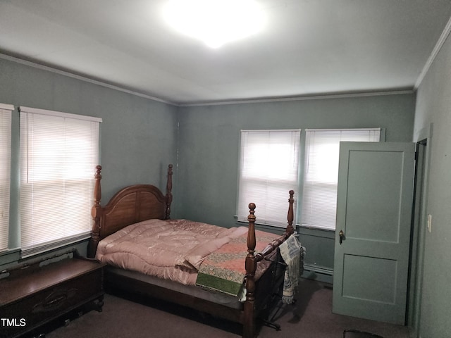 500 W Main St, Benson, NC 27504 - carpeted bedroom featuring crown molding and a baseboard heating unit