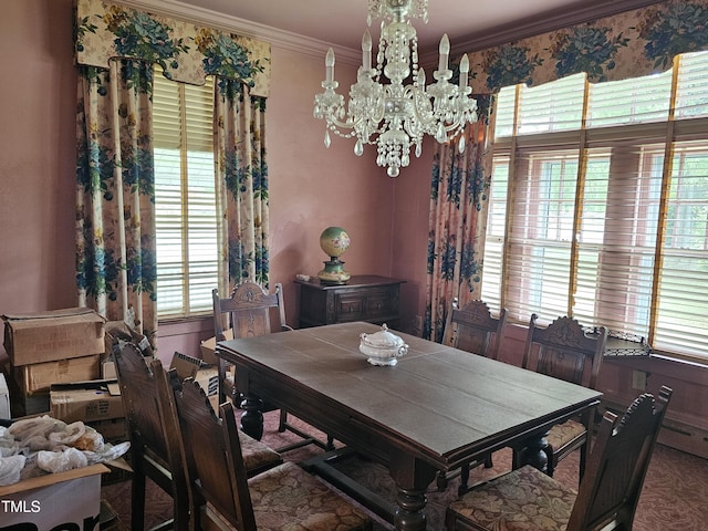 500 W Main St, Benson, NC 27504 - dining space with a chandelier and crown molding