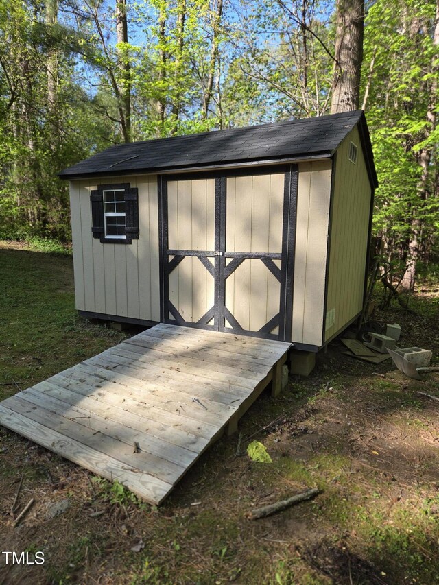 view of shed