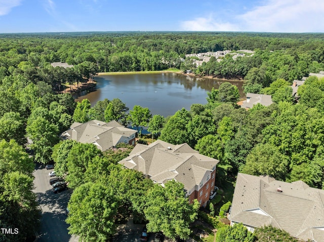 8231 Allyns Landing Way Unit 101, Raleigh, NC 27615 - aerial view of residential area featuring a forest and a large body of water