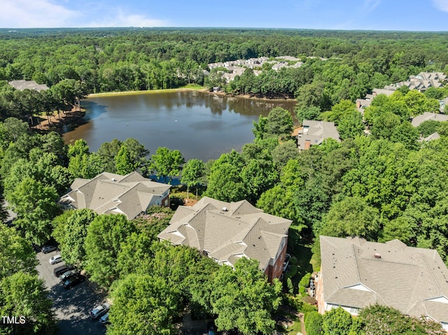8231 Allyns Landing Way Unit 101, Raleigh, NC 27615 - aerial view of residential area featuring a heavily wooded area and a nearby body of water