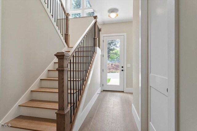 337 Merrywood Dr, Raleigh, NC 27610 - interior space with stairway, baseboards, and wood finished floors
