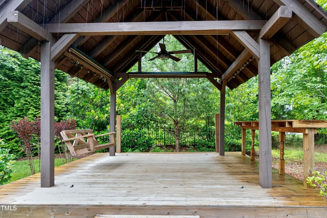 wooden deck with a gazebo