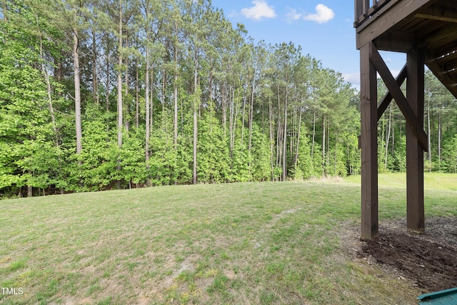 view of yard featuring a view of trees