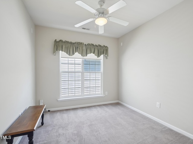 519 Garendon Dr, Cary, NC 27519 - spare room featuring a ceiling fan, baseboards, visible vents, and carpet