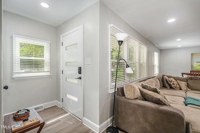2522 N Roxboro St, Durham, NC 27704 - entrance foyer with light wood finished floors, healthy amount of natural light, baseboards, and recessed lighting