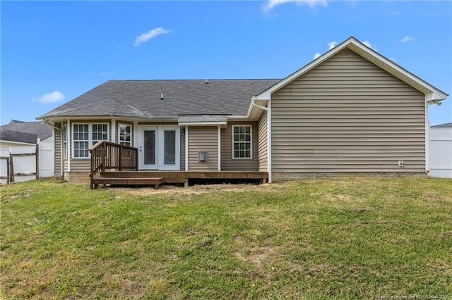 705 Fairfield Cir, Raeford, NC 28376 - back of house with a deck and roof with shingles
