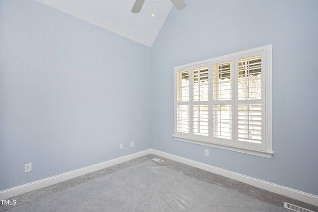 2420 Mollynick Ln, Wake Forest, NC 27587 - carpeted spare room with a ceiling fan, baseboards, and high vaulted ceiling