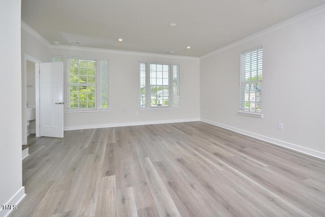 1020 Kentlands Dr, Durham, NC 27713 - empty room with recessed lighting, light wood-style flooring, baseboards, and ornamental molding
