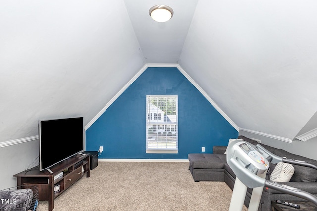 5413 Botany Bay Dr, Raleigh, NC 27616 - sitting room with baseboards, carpet flooring, and lofted ceiling