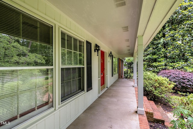view of patio featuring a porch