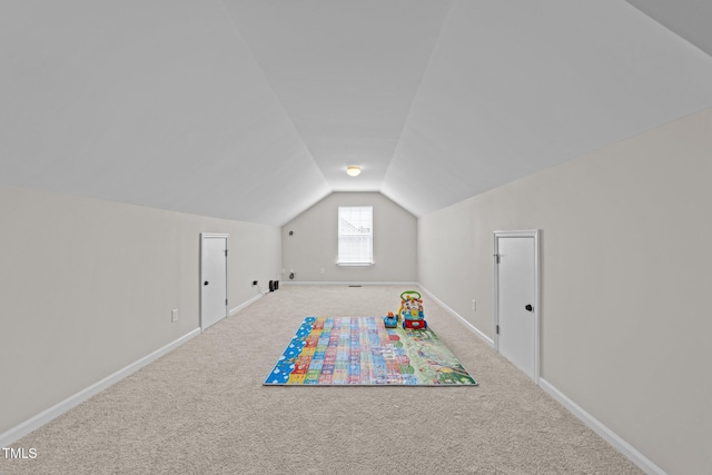 316 Hilliard Forest Dr, Cary, NC 27519 - playroom with lofted ceiling, baseboards, and carpet floors