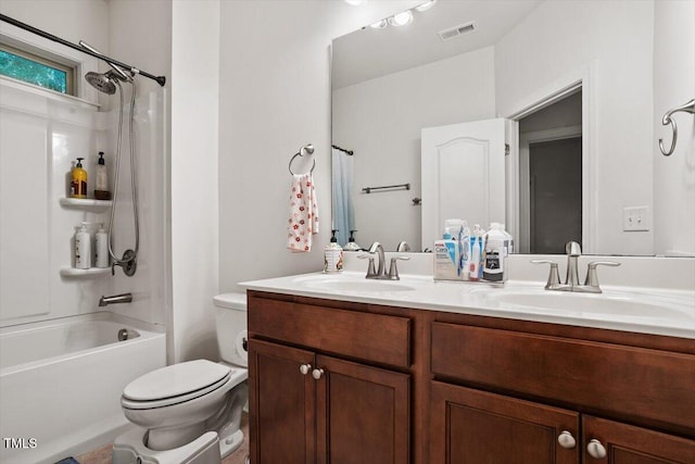 1041 Cotulla Dr, Morrisville, NC 27560 - full bathroom with toilet, visible vents, a sink, and shower / tub combo with curtain