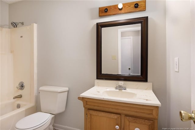 6506 Sprucewood Rd, Fayetteville, NC 28304 - bathroom featuring toilet, bathing tub / shower combination, vanity, and baseboards
