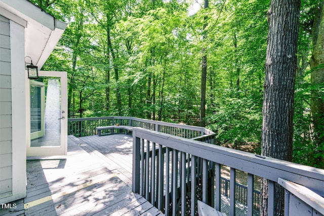 6409 Lakeland Dr, Raleigh, NC 27612 - deck featuring a forest view
