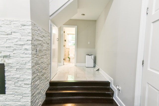 6409 Lakeland Dr, Raleigh, NC 27612 - staircase with baseboards